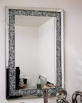 Crush Diamond Mirror – Rectangular Mirror with Crushed Diamond Frame | Solid Wall Panels